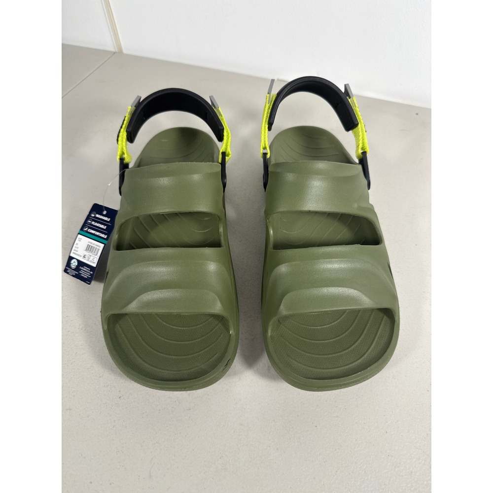 Rugged Shark Mens Water Active Sandals Olive Green Neon Yellow Floatable Size 12